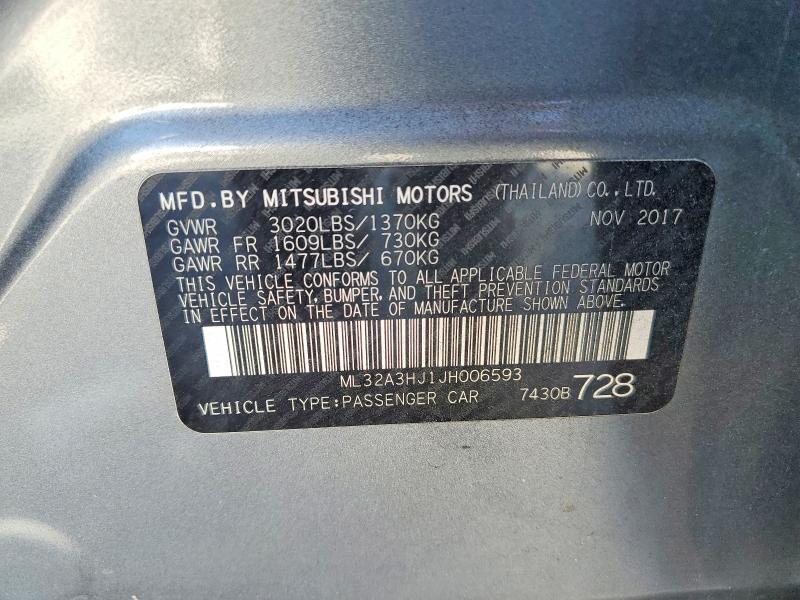 Продаж на аукціоні авто 2018 Mitsubishi Mirage, vin: ML32A3HJ1JH006593, номер лоту: 47945406