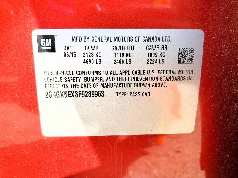 2015 Buick Regal მანქანა იყიდება აუქციონზე, vin: 2G4GK5EX3F9289963, აუქციონის ნომერი: 51316256