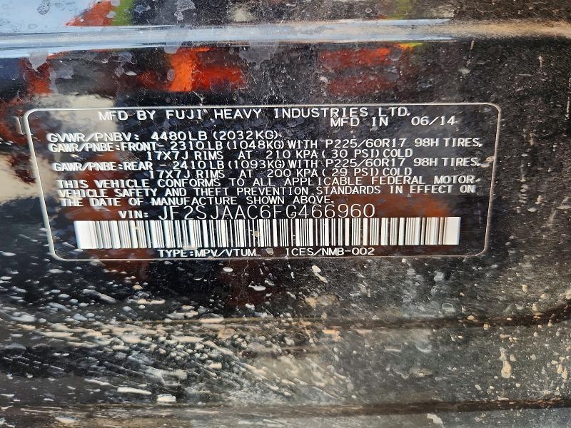 Продаж на аукціоні авто 2015 Subaru Forester, vin: JF2SJAAC6FG466960, номер лоту: 51355366