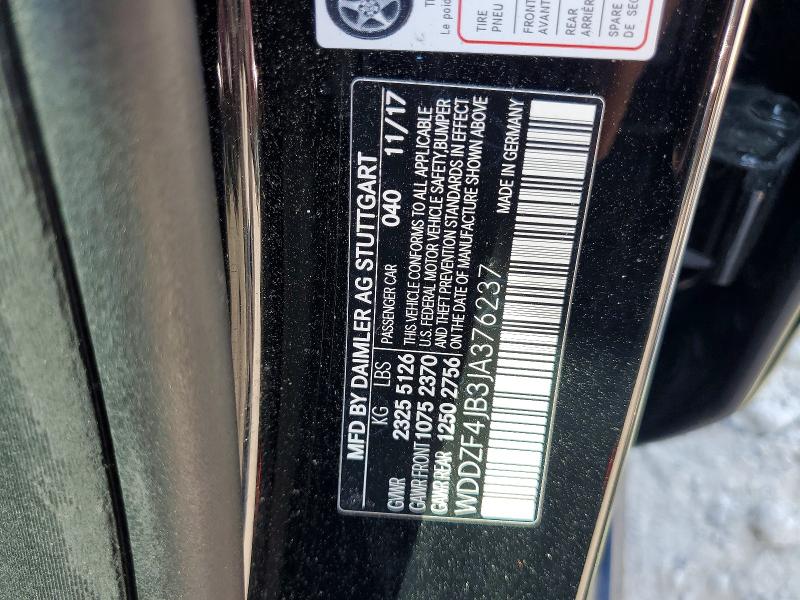 2018 Mercedes-benz E მანქანა იყიდება აუქციონზე, vin: WDDZF4JB3JA376237, აუქციონის ნომერი: 51061406