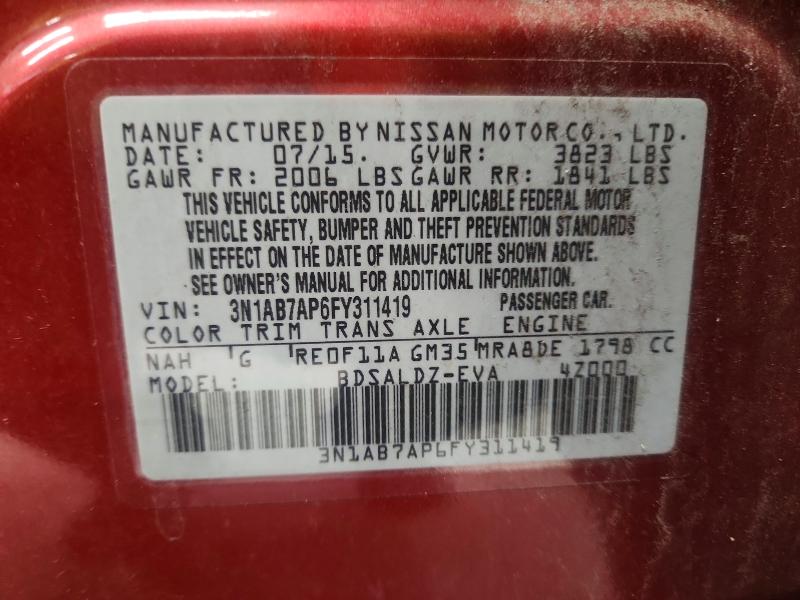 49259926 :رقم المزاد ، 3N1AB7AP6FY311419 vin ، 2015 Nissan Sentra مزاد بيع