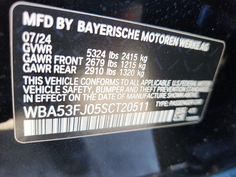 Aukcja sprzedaży 2025 Bmw 530, vin: WBA53FJ05SCT20511, numer aukcji: 49058796