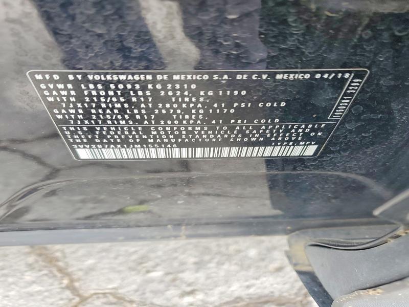 50168786 :رقم المزاد ، 3VV2B7AX1JM155146 vin ، 2018 Volkswagen Tiguan مزاد بيع