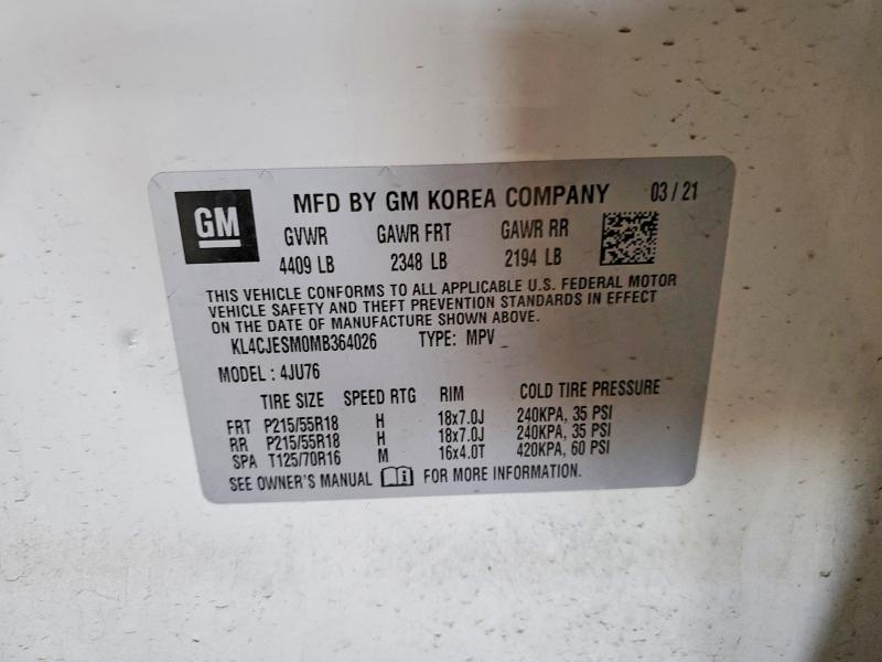 Продажа на аукционе авто 2021 Buick Encore, vin: KL4CJESM0MB364026, номер лота: 51296336