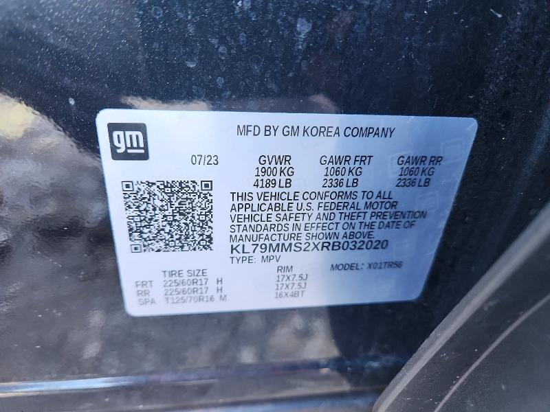 2024 Chevrolet Trailblazer მანქანა იყიდება აუქციონზე, vin: KL79MMS2XRB032020, აუქციონის ნომერი: 48521206