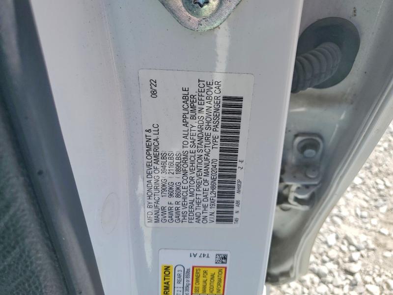 48891606 :رقم المزاد ، 19XFL2H86NE020470 vin ، 2022 Honda Civic مزاد بيع