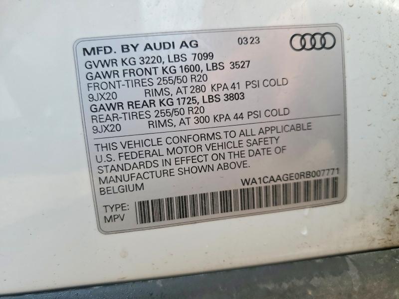 Aukcja sprzedaży 2024 Audi Q8 E-tron, vin: WA1CAAGE0RB007771, numer aukcji: 49975926