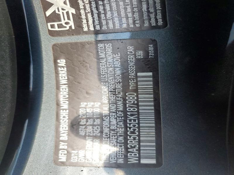 49168006 :رقم المزاد ، WBA3R5C55EK187980 vin ، 2014 Bmw 435 مزاد بيع