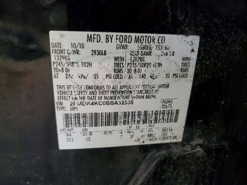 Продаж на аукціоні авто 2011 Ford Edge, vin: 2FMDK4KC0BBA32535, номер лоту: 48598026