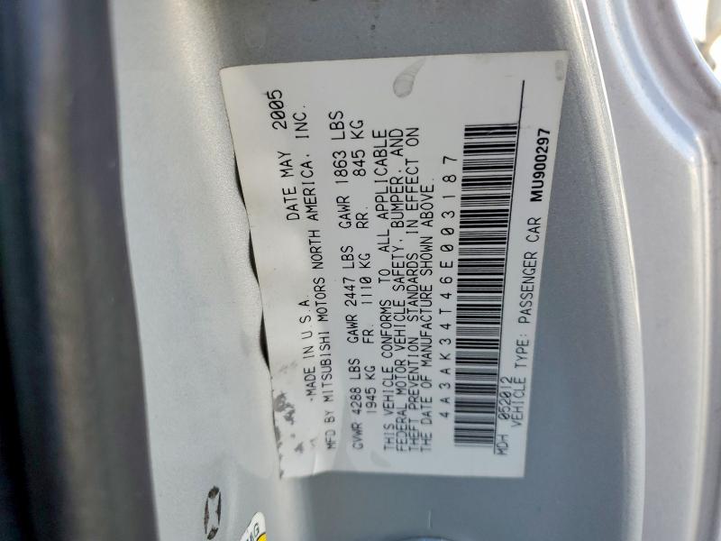 Продаж на аукціоні авто 2006 Mitsubishi Eclipse, vin: 4A3AK34T46E003187, номер лоту: 49287916