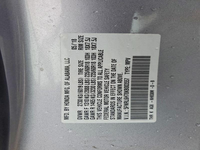 48123576 :رقم المزاد ، 5FNRL6H78KB003557 vin ، 2019 Honda Odyssey مزاد بيع