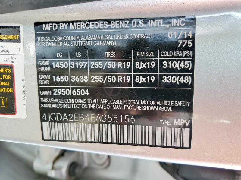 Продаж на аукціоні авто 2014 Mercedes-benz Ml, vin: 4JGDA2EB4EA355156, номер лоту: 49806736