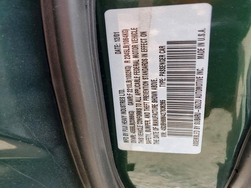 50196776 :رقم المزاد ، 4S3BH686427636265 vin ، 2002 Subaru Legacy مزاد بيع