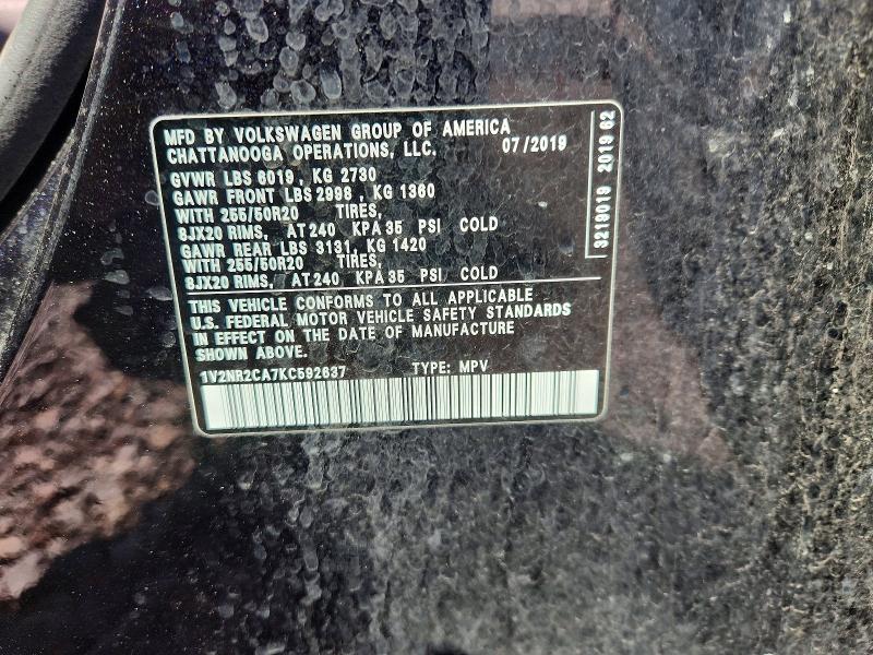 Aukcja sprzedaży 2019 Volkswagen Atlas, vin: 1V2NR2CA7KC592637, numer aukcji: 50569656