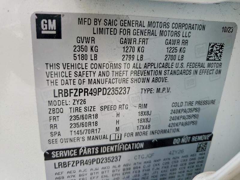 Aukcja sprzedaży 2023 Buick Envision, vin: LRBFZPR49PD235237, numer aukcji: 49640386