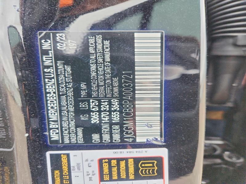 50800516 :رقم المزاد ، 4JGGM1CB8PA003721 vin ، 2023 Mercedes-benz Eqe Suv مزاد بيع