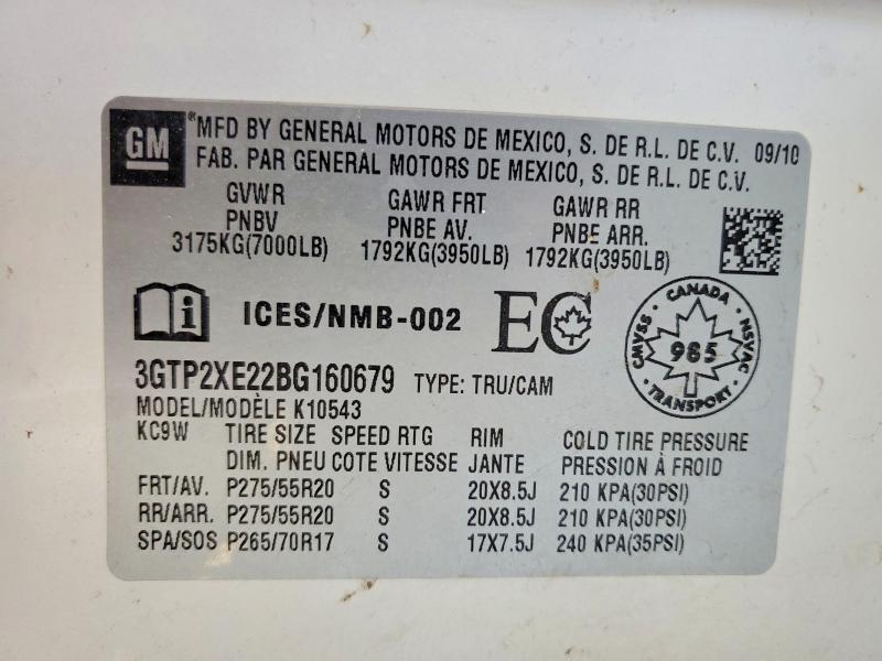2011 Gmc Sierra მანქანა იყიდება აუქციონზე, vin: 3GTP2XE22BG160679, აუქციონის ნომერი: 49257176
