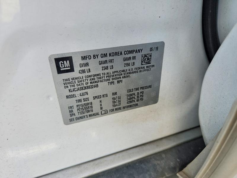 49154026 :رقم المزاد ، KL4CJASB3KB932449 vin ، 2019 Buick Encore مزاد بيع