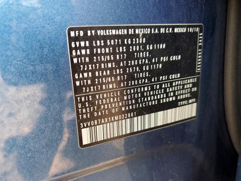 Aukcja sprzedaży 2019 Volkswagen Tiguan, vin: 3VV0B7AX1KM032861, numer aukcji: 48083636