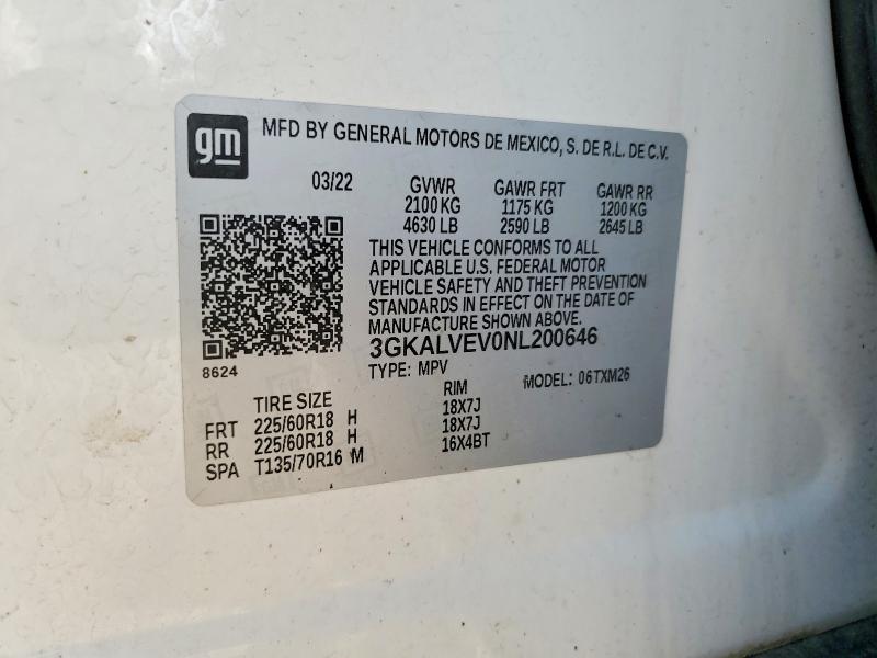 2022 Gmc Terrain მანქანა იყიდება აუქციონზე, vin: 3GKALVEV0NL200646, აუქციონის ნომერი: 51352196