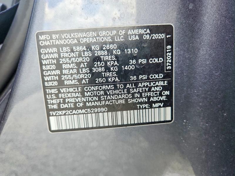 Продажа на аукционе авто 2021 Volkswagen Atlas, vin: 1V2KP2CA0MC529990, номер лота: 49479626