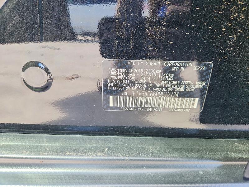 Aukcja sprzedaży 2023 Subaru Wrx, vin: JF1VBAF66P9812724, numer aukcji: 48913276