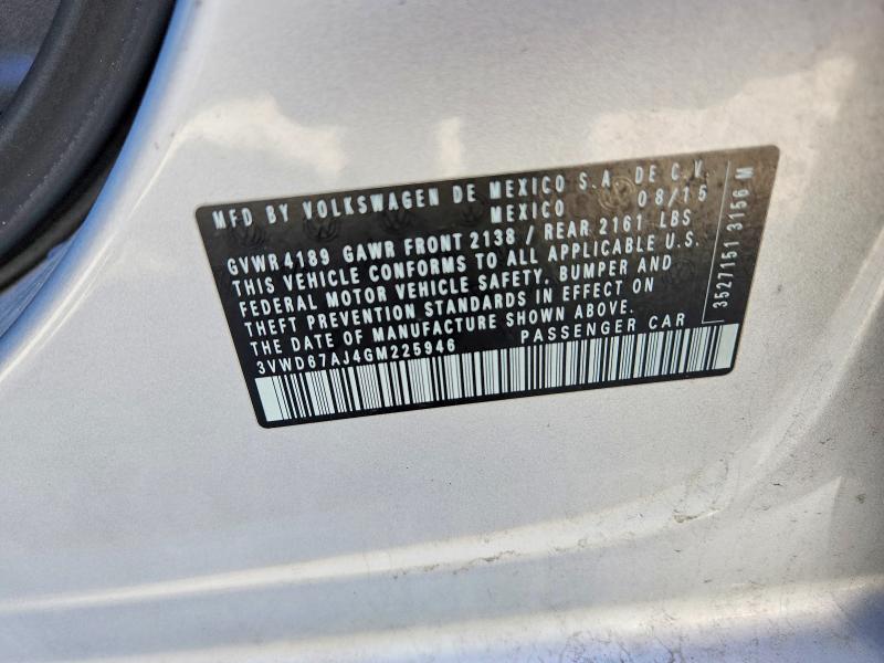 Aukcja sprzedaży 2016 Volkswagen Jetta, vin: 3VWD67AJ4GM225946, numer aukcji: 48213176