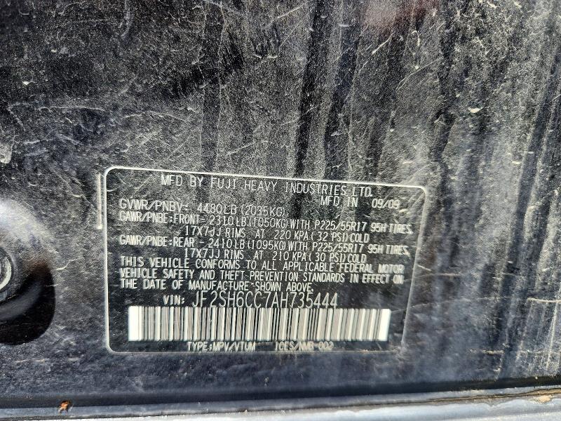 Aukcja sprzedaży 2010 Subaru Forester, vin: JF2SH6CC7AH735444, numer aukcji: 50741616