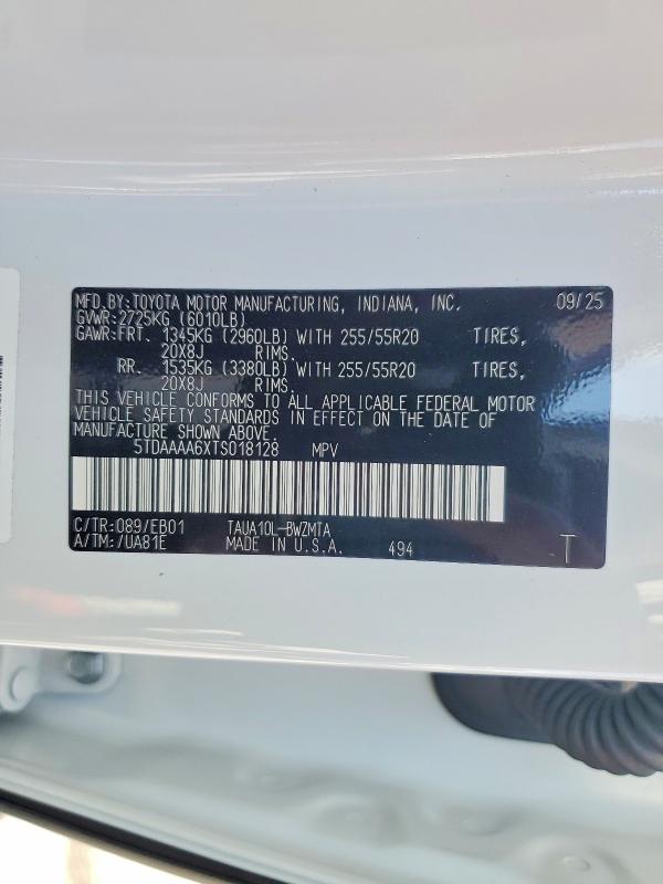 49274836 :رقم المزاد ، 5TDAAAA6XTS018128 vin ، 2026 Lexus Tx 350 مزاد بيع