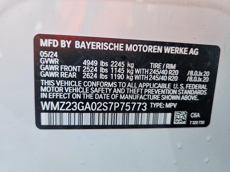 2025 Mini Countryman მანქანა იყიდება აუქციონზე, vin: WMZ23GA02S7P75773, აუქციონის ნომერი: 51602796