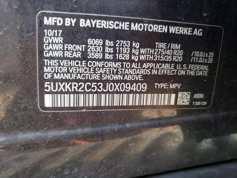 Продаж на аукціоні авто 2018 Bmw X5, vin: 5UXKR2C53J0X09409, номер лоту: 51376126