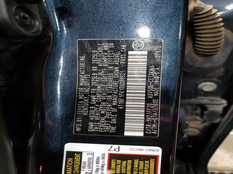 Aukcja sprzedaży 2013 Toyota Camry, vin: 4T1BF1FK1DU288921, numer aukcji: 49571776