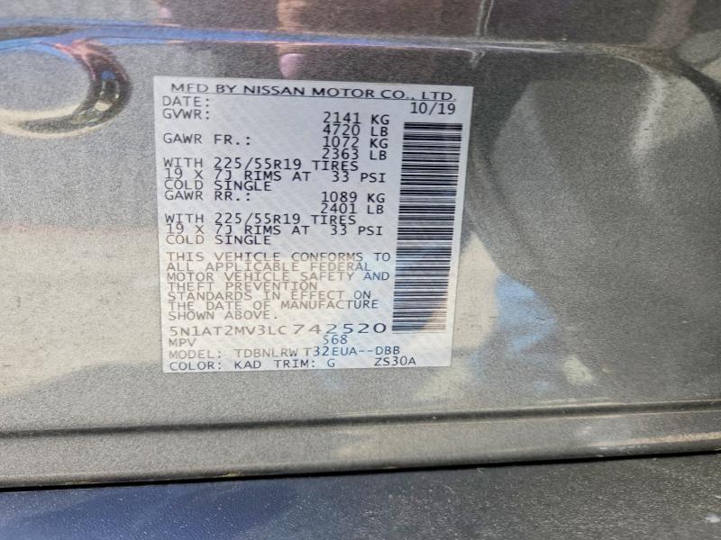 Продаж на аукціоні авто 2020 Nissan Rogue, vin: 5N1AT2MV3LC742520, номер лоту: 49132186