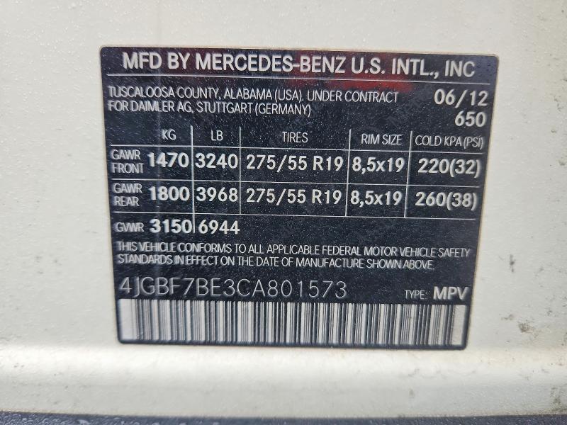 Продаж на аукціоні авто 2012 Mercedes-benz Gl, vin: 4JGBF7BE3CA801573, номер лоту: 48589006