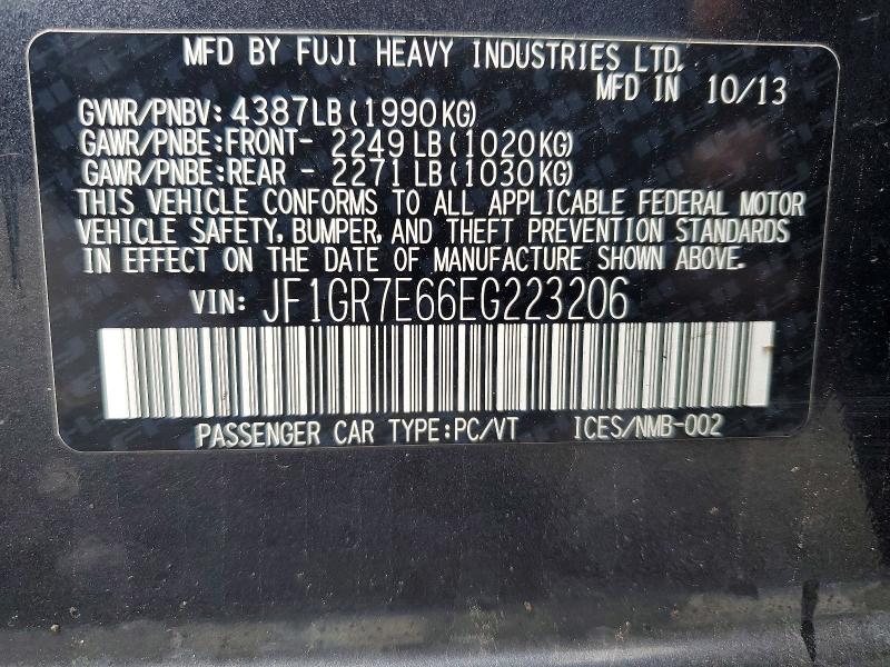 48356226 :رقم المزاد ، JF1GR7E66EG223206 vin ، 2014 Subaru Impreza مزاد بيع