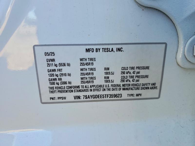 Aukcja sprzedaży 2026 Tesla Model Y, vin: 7SAYGDEE5TF359623, numer aukcji: 48624086