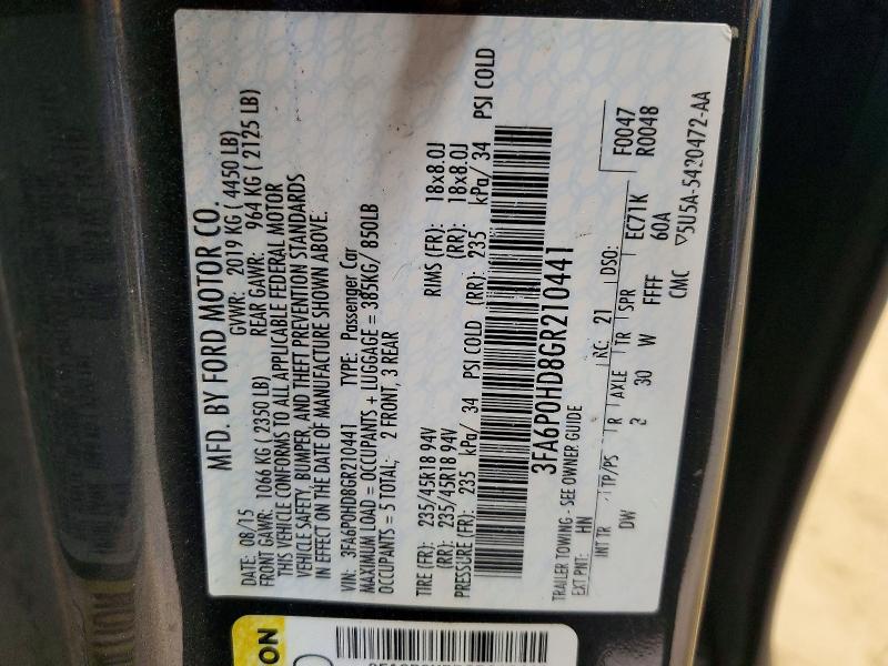 Aukcja sprzedaży 2016 Ford Fusion, vin: 3FA6P0HD8GR210441, numer aukcji: 49111346