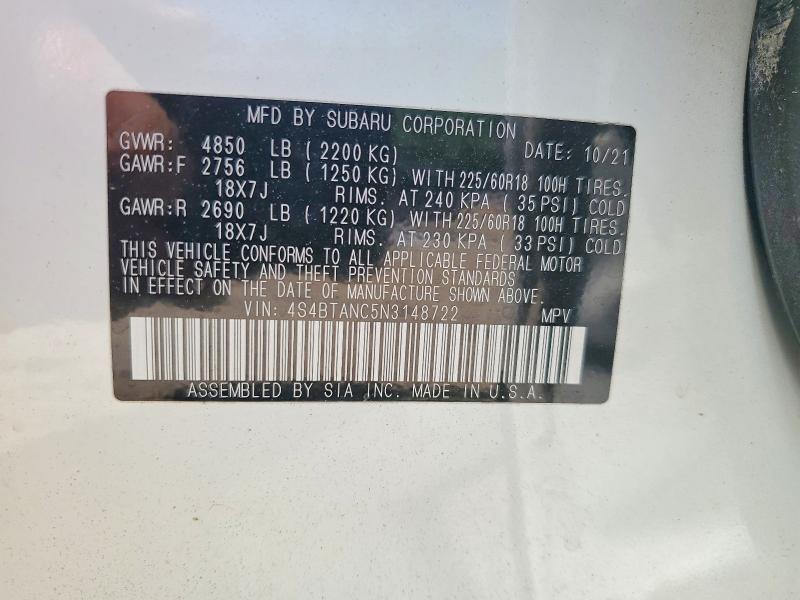 50624756 :رقم المزاد ، 4S4BTANC5N3148722 vin ، 2022 Subaru Outback مزاد بيع