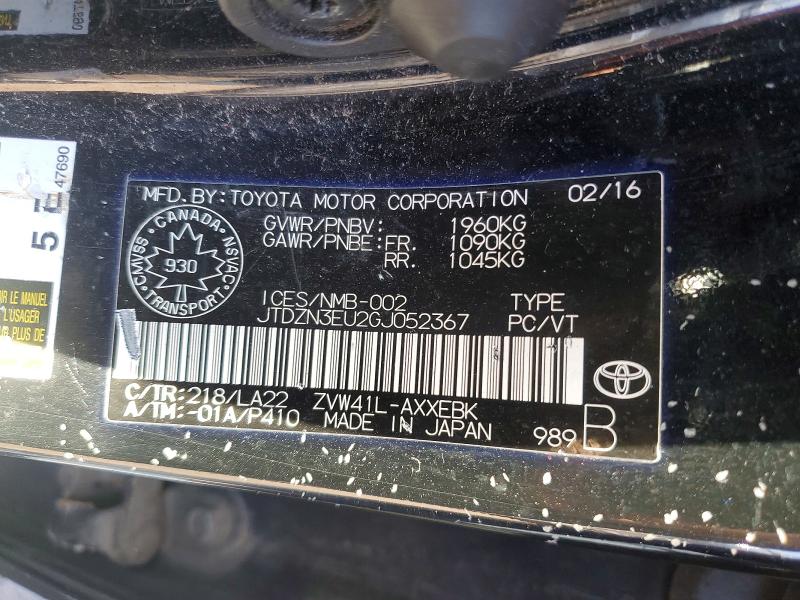 50736936 :رقم المزاد ، JTDZN3EU2GJ052367 vin ، 2016 Toyota Prius V مزاد بيع