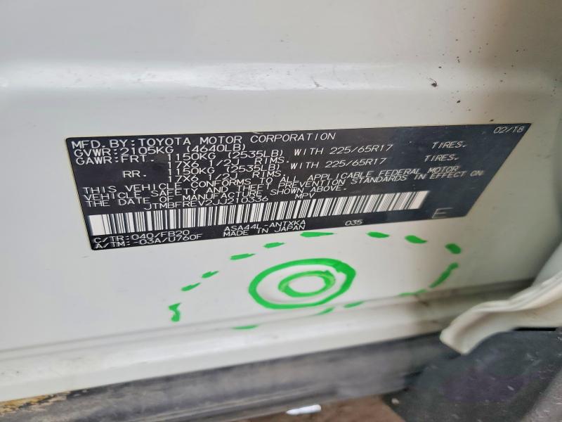 2018 Toyota Rav4 მანქანა იყიდება აუქციონზე, vin: JTMBFREV2JJ210336, აუქციონის ნომერი: 50264356