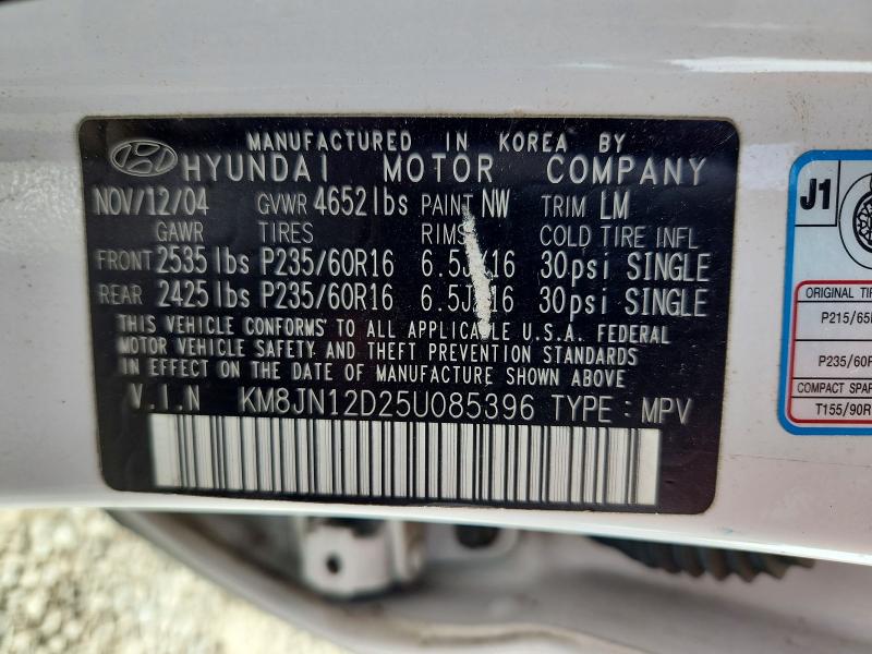 50364386 :رقم المزاد ، KM8JN12D25U085396 vin ، 2005 Hyundai Tucson مزاد بيع