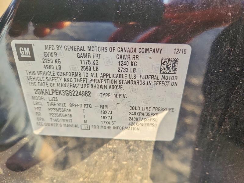 Aukcja sprzedaży 2016 Gmc Terrain, vin: 2GKALPEK3G6224982, numer aukcji: 50780346