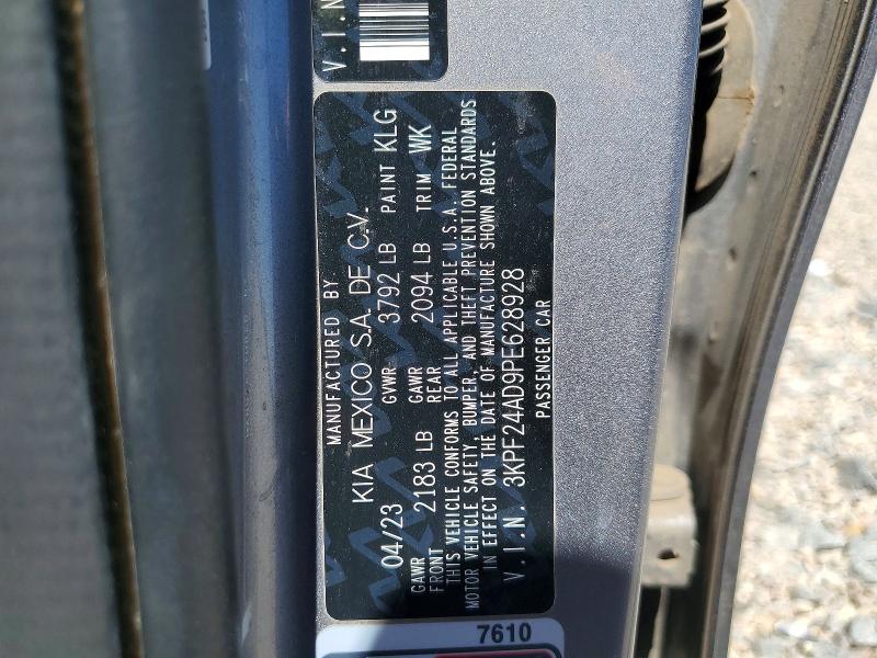 2023 Kia Forte მანქანა იყიდება აუქციონზე, vin: 3KPF24AD9PE628928, აუქციონის ნომერი: 50063506