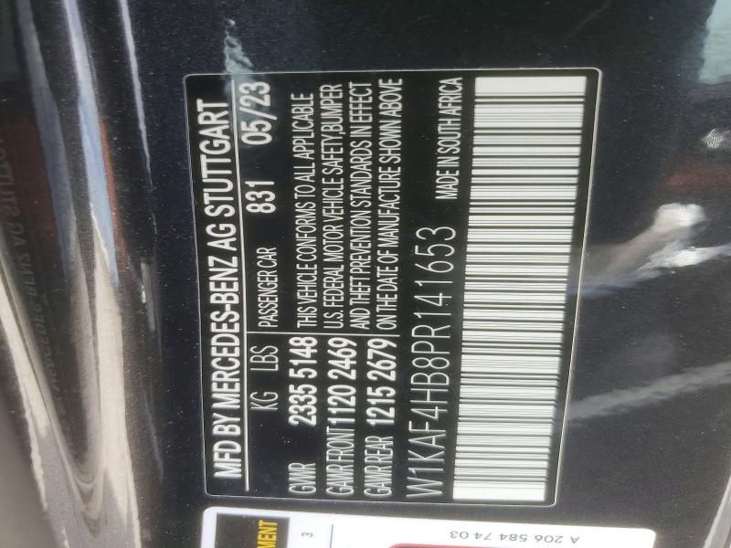 48570296 :رقم المزاد ، W1KAF4HB8PR141653 vin ، 2023 Mercedes-benz C مزاد بيع