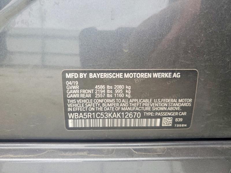 Продаж на аукціоні авто 2019 Bmw 330i, vin: WBA5R1C53KAK12670, номер лоту: 48018766