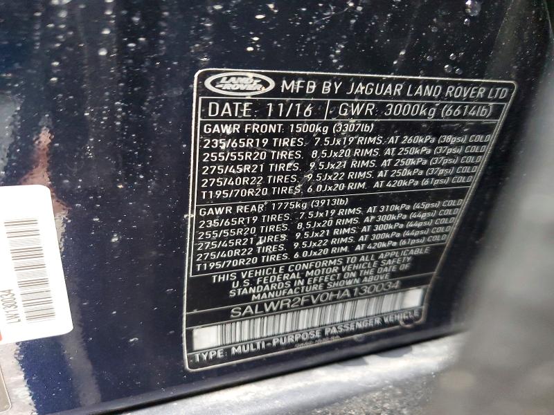 Продажа на аукционе авто 2017 Land Rover Range Rover Sport, vin: SALWR2FV0HA130034, номер лота: 48887406