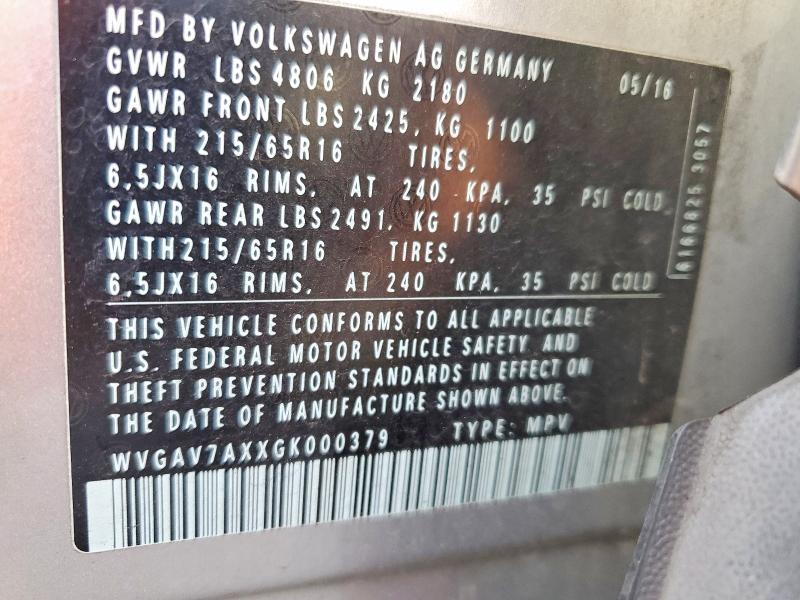 Продажа на аукционе авто 2016 Volkswagen Tiguan, vin: WVGAV7AXXGK000379, номер лота: 49106136