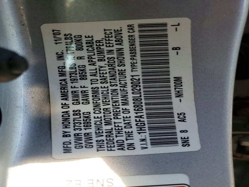Продаж на аукціоні авто 2008 Honda Civic, vin: 1HGFA16808L029021, номер лоту: 49968226