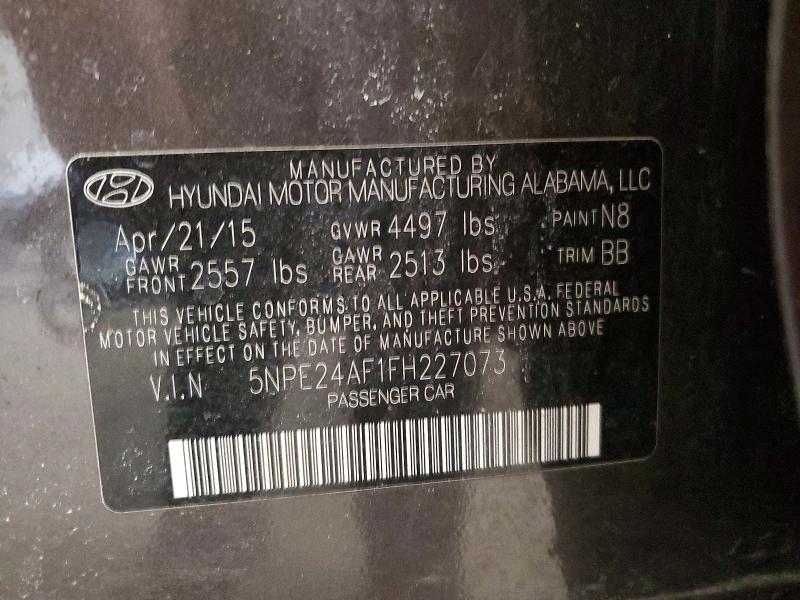 Auction sale of the 2015 Hyundai Sonata, vin: 5NPE24AF1FH227073, lot number: 49165906