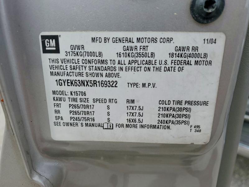 48767836 :رقم المزاد ، 1GYEK63NX5R169322 vin ، 2005 Cadillac Escalade مزاد بيع